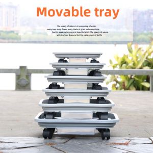Square Four-Slot Mobile Tray Flower Pot Base Tray with Storage Water Box Flower Tray Pad Base with Universal Wheel Tray