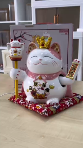 8-20 inches Ceramic Electrical Fortune Cat Lucky Cat Hand Shaker 8寸-16寸陶瓷电动招财猫招手摆件开业礼