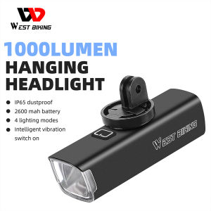 WEST BIKING 1000 Lumens Bike Light Aluminum Shell Hoisting Flashlight IP65 Waterproof Bicycle Headlight USB Rechargeable Cycling Accessories
