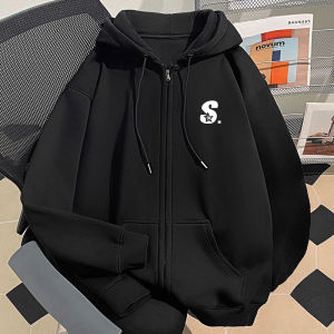 เสื้อสเวตเตอร์หนาแบบมีซิปสำหรับผู้ชาย เสื้อคลุมกันหนาวแบบหลวมๆ ฤดูใบไม้ร่วง/ฤดูหนาว เสื้อคลุมกันหนาวแบบเปิดคอสำหรับคู่รัก