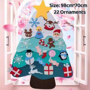 🎄Ready stock🎄2024 New Felt Xmas tree/DIY Christmas decoration/kids DIY wall sticker/gift for children新款毛毡圣诞树