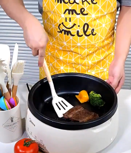 Nipiin Silicone Kitchenware Non Stick Cooking Utensils Spoon Soup Ladle Wooden Handle Cookware