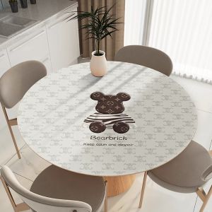 Leather round Table Mat Luxury Sensation Waterproof Oil Resistant Non-Washable Heat Protection Tea Table Pad Modern Simple Style