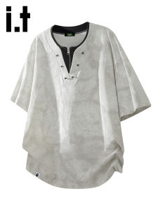 FINGERCROXX | American Half Zip Faux Two-Piece Summer Trendy Casual T-Shirt