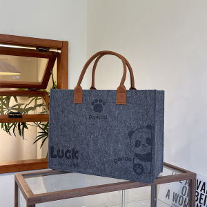 High Aesthetic Felt Tote Bag Large Capacity Shopping Bag Advertises Corporate Logo Soft Handle Commuter Friendly Polyester