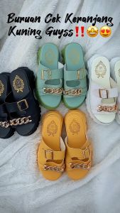 HR COLLECTION Sendal Wedges Wanita 2 Strap Variasi Gesper Rantai WEdges Wanita Fashion SP 194