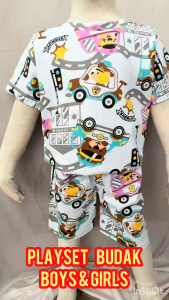 SET BAJU BUDAK PLAYSET BUDAK LELAKI SET BAJU SIANG BUDAK PEREMPUAN SIZE 2-8 100% COTTON GIRLS PLAYSET ARABI FASHION