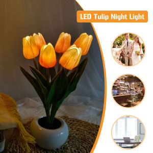 Tulip Simulation Flower Lamp Art Crafts LED Atmosphere Nightlight Battery Powered Ornament Birthday Gifts Lighting Decor Home Decoration