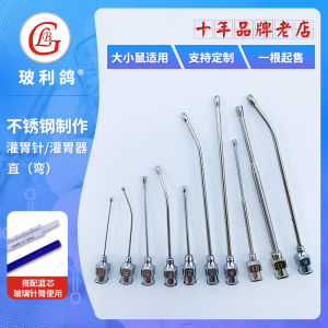 Big Mouse Stomach Filling Needle Stainless Steel Stomach Filling Device Straight Needle Curved Needle Laboratory No. 8 No. 10 No. Feed Medication Utensil Glass Syringe