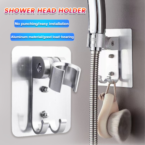 Aluminum Shower Head Holder Wall Mounted Shower Head Stand Bracket Adjustable No Punching Holder Bathroom Accessories