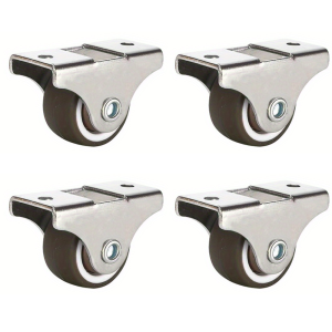 4 Pcs 1/1.25/1.5/2 inch Small Furniture Caster Wheels Mini Fixed Rigid Silent Soft Rubber Rolling Castor Wheels for Cart Drawer