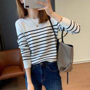French Tail Goods Leak-Picking Womens Clothing Brand Discount Withdraw from Cupboard Stripes Cashmere Sweater round Neck Pullover Wool Knitwear Womens