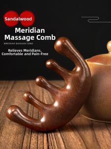 Gold Thread Green Sandalwood Hair Comb Womens Massage Tool Household Acupoint Unblocking Gua Sha Tool Personal Care