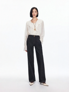 Vero Moda | Quần Jeans Đùi Thẳng Hai Nút Mới Thu Cotton Pha Màu Khối