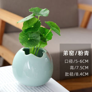 ขวดดอกไม้กระสุนสีเขียวเซิร์ฟสไตล์จีนโบราณ คริสตัลแก้วสำหรับตกแต่งบ้าน ตุ๊กตาดอกไม้สด กลวงสำหรับใส่ดอกไม้ ขนาดเล็ก