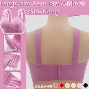 Large Size Lace Bra Without Steel Ring Push Up Full Cup Underwear Adjustable Breathable Comfortable Underwear