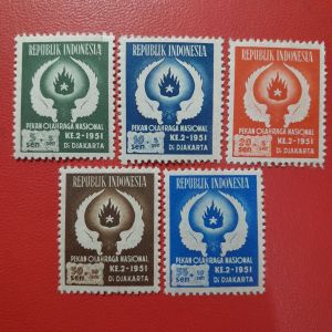 Koleksi Prangko kuno Indonesia Jadul 5 Pcs PON ke II TH 1951 UN USED