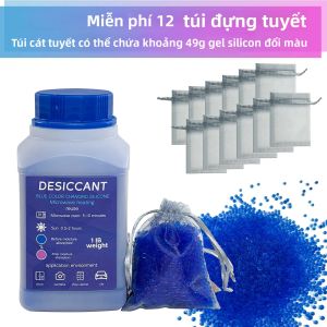 Hạt Hút Ẩm Silica Gel Tái Sử Dụng 465g Với 12 Túi Chất Hút Ẩm Chống Thấm Nước Cho Sản Phẩm Điện Tử