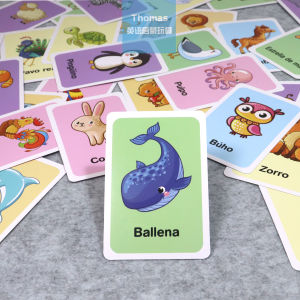 Early Education FlashCard Cross-Border Language Enlightenment Animal Food Fruit Vegetable Traffic Spanish Toys for Children