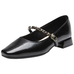DUSTO | Black Square-Toe Mary Jane Pumps High Heels