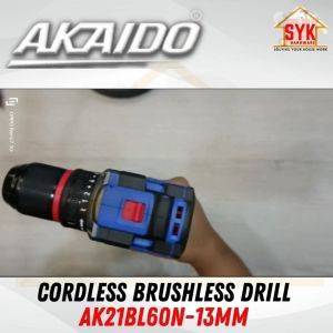 SYK AKAIDO AK21BL60N 13mm 21V COMBO Cordless Brushless Drill Machine Battery Power Tools Mesin Gerudi Bateri