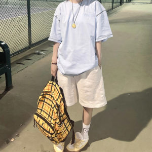 American Sports Shorts Apricot Pure Cotton Shorts Womens Summer High Waist Bermuda Shorts Slim Looking Loose BF Lazy Shorts