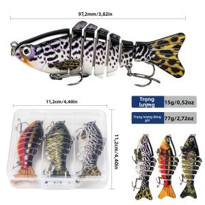 Sougayilang | 3 Mồi Câu Cứng Đa Đoạn Sougayilang Với Ba Móc Câu Dành Cho Cá Bass Cá Pike Cá Salmon 7/8 Khúc Dùng Cho Biển Sông Hồ.