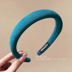 Lake Blue Sponge Hairband Womens Daily Outdoor High Hairline Hair Clip Versatile Thin Headband Elegant New Style Hair Accessory