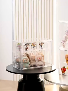 Acrylic Popmart Display Box With Shelf Labubu Display Case Figurine Blind Box Orgainiser Stand Rack