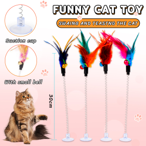 MaxPlus Pet Toy Cat Teaser Colorful Feather Stick Swing Funny Toys
