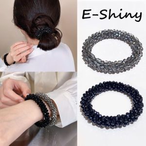 Shiny Crystal Beads Hair Ropes for Women Elastic Rubber Bands Hair Ties Ponytail Holder Scrunchies