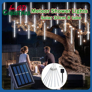 GD Christmas Solar Meteor Shower Rain Lights Tube Lamp for Outdoor Garden Home Curtains Christmas Decoration