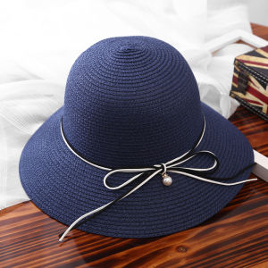 UV Protection Large Brim Straw Hat Feminine Beachwear Full Face Sunshade Summer Hat Elegant Butterfly Knot Spring Autumn Wear