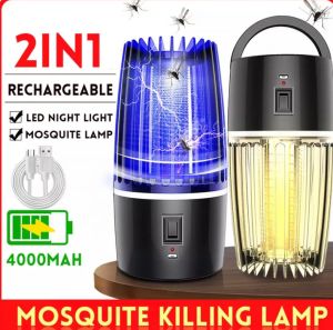 โคมไฟกำจัดยุงแบบชาร์จไฟได้อย่างมีประสิทธิภาพ4000มิลลิแอมป์/USB เครื่องไล่ยุงไฟยูวี LED ใช้ในบ้านเครื่องไล่ยุงโคมไฟกำจัดกับดักยุงไฟฟ้า3000โวลต์ฆ่าหลอดไฟยูวี100% ไม่เป็นอันตรายต่อร่างกายมนุษย์