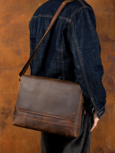 Mantime | Vintage Fashion Handmade Crazy Horse Leather Messenger Bag