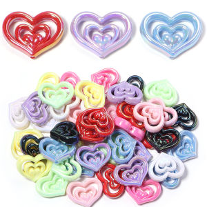 5pcs/lot Colorful Hollow Heart Acrylic Beads Love Shape Loose Spacer Beads For Jewelry Making DIY Necklace Bracelet Accessories