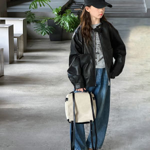 MPW | Girls Motorcycle Style Jacket Spring Autumn Fashionable Korean Version PU Leather Coat For Children Aged 3-14 Windproof Waterproof