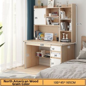 Modern Simple Style Student Home Desk with Bookcase