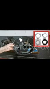 DPI Cover Alas Kompor Anti Angin /Tatakan Anti Slip/Dudukan Kompor Anti Angin Model Hitam Bulat