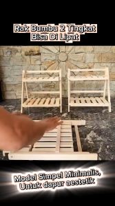 KUKURING Rak Toples Bumbu Kayu 2 Tingkat Bisa Dilipat Bisa Untuk Rak Kosmetik