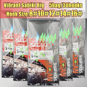 5Pack Vibrant Sabiki Rig Colorful bait Bionic bait with Luminous Beads Efficient mackerel fishing set fishing accessories