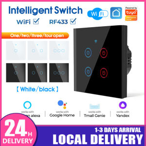 Smart Switch Tuya WiFi Touch Wall Smart Switch Light Compatible with single fire line & No Neutral 1234 Gang tmall genie Smart Home Smart Life 天猫精灵