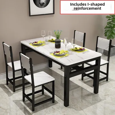 Modern Minimalist Rectangle Dining Table Set for 4 People Home Small Apartment Restaurant Fast Food Breakfast Shop Table Chair Combination