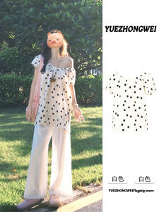 French V-Neck Polka Dot Short Sleeve Shirt Women Summer Unique Beautiful Loose Young Doll Shirt Top Korean Style Printed