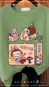 BAJU KAOS WANITA OVERSIZE BASIC LENGAN PENDEK PRINTING DTF LABUBU LUCKY NOW KATUN COMBED JUMBO BLUS