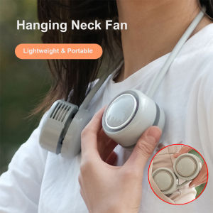 Huife Hanging Neck Fan Portable Bladeless Cooling Fan USB Rechargeable 3 Speeds Mini Neckband Fan