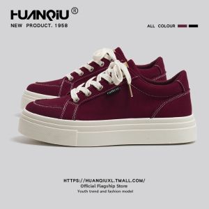 HuanQiu | Elevated Men Vintage Burgundy Sneakers