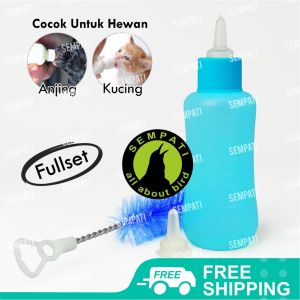 SEMPATI Botol Susu Kucing 100ml Fullset Bonus Sikat Dot Kitten Feeding Nursing Bottle Cat Milk Feeder Bottle Dot Susu Alat Suap Bayi Anak Kucing Anjing Kelinci Hamster Musang Sugar Glider