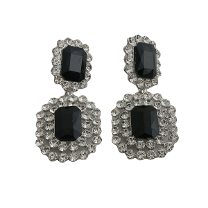 ต่างหูเพชรสีดำสไตล์บาร็อคแบบย้อนยุคสำหรับผู้หญิง ต่างหูแบบจี้เงินแท้ 925 ประดับเพชรประกายแสง ต่างหูแบบจี้ขนาดใหญ่