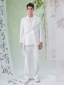 White Rose Mens Formal Suit Set Standard Fit Fashion Urban Style Youth Spring Autumn Polyester Two Button Double Row Button